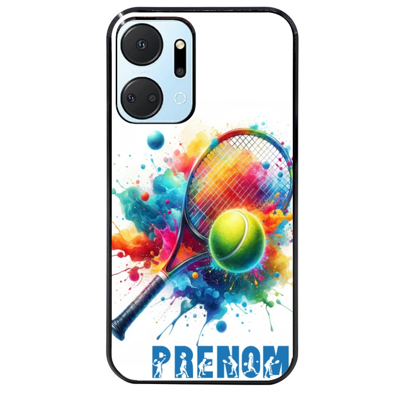Coque noire taperso pour Honor X7A avec motif tennis raquette personnalisee protection antichoc personnalisée