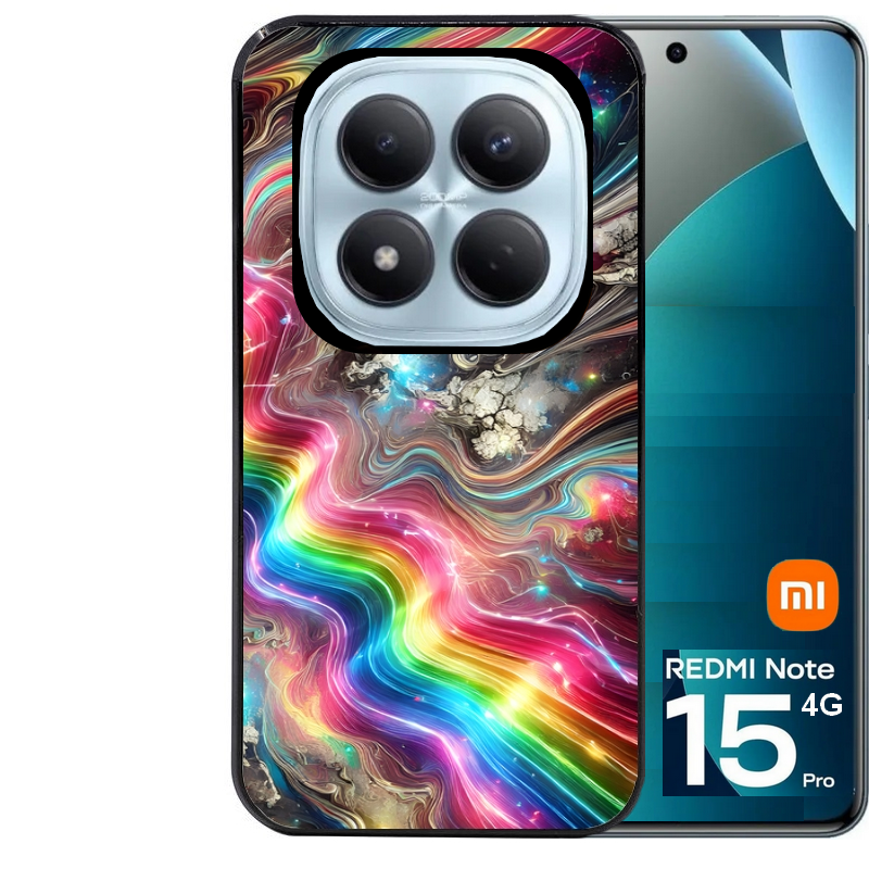 Coque noire taperso pour Redmi Note 15 et PRO PLUS 4G 5G avec motif marbre arc en ciel protection antichoc personnalisée