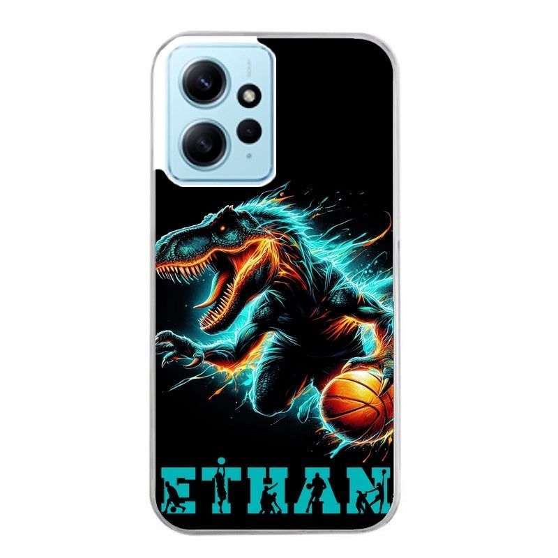 Coque taperso pour Redmi Note 12 4G 5G PRO 4G avec motif basket et dino personnalisee protection antichoc personnalisée