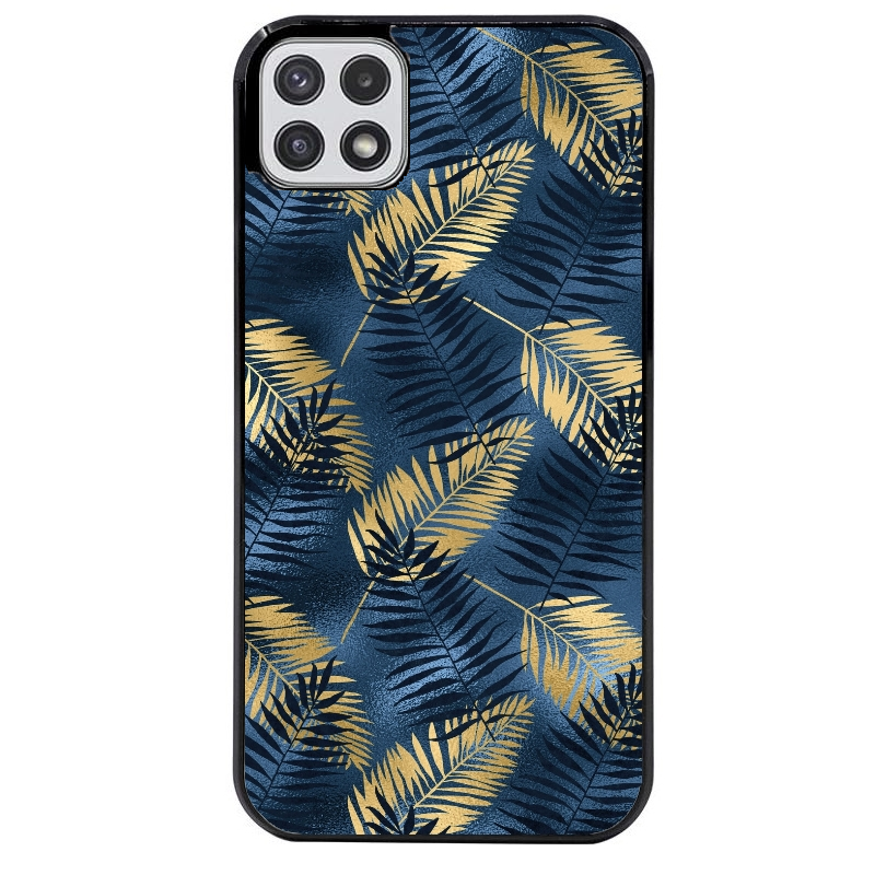 Coque noire taperso pour galaxy A22 A32 A52 A52S 4G 5G  avec motif palmier bleu protection antichoc personnalisée