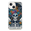 Coque taperso pour Iphone 15 et PRO PLUS PRO MAX avec motif tete de mort drama queen protection antichoc personnalisée