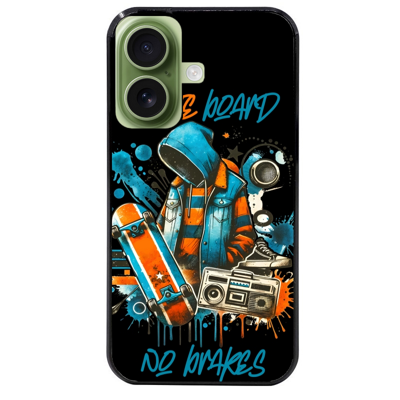 Coque noire taperso pour Iphone 16 16E PLUS MAX PRO avec motif skate board protection antichoc personnalisée