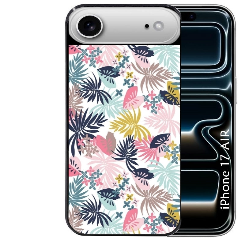 Coque noire taperso pour Iphone 17 17E AIR MAX PRO avec motif jungle et fleur rose protection antichoc personnalisée