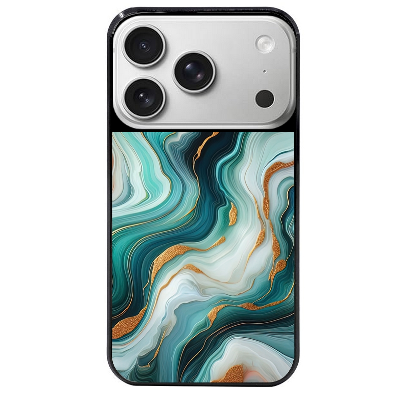 Coque noire taperso pour Iphone 17 17E AIR MAX PRO avec motif marbre vert protection antichoc personnalisée