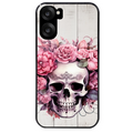 Coque noire taperso pour OnePlus Nord CE5 avec motif tete de mort floral protection antichoc personnalisée