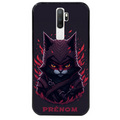 Coque noire taperso pour OPPO A5 A9 2020 avec motif chat samourai personnalise protection antichoc personnalisée