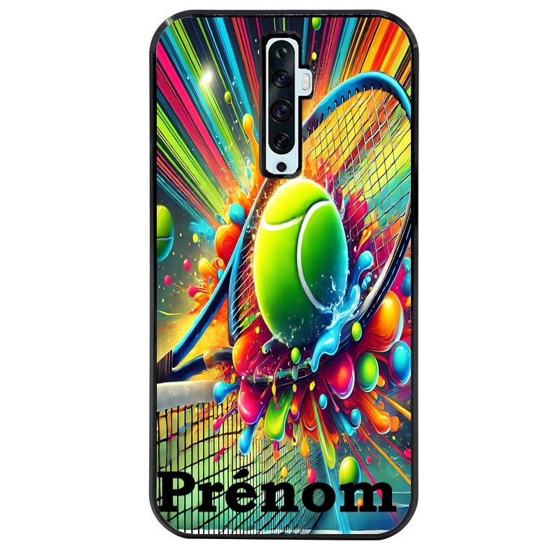 Coque noire taperso pour OPPO Reno 2 et 2Z avec motif tennis color personnalisee protection antichoc personnalisée