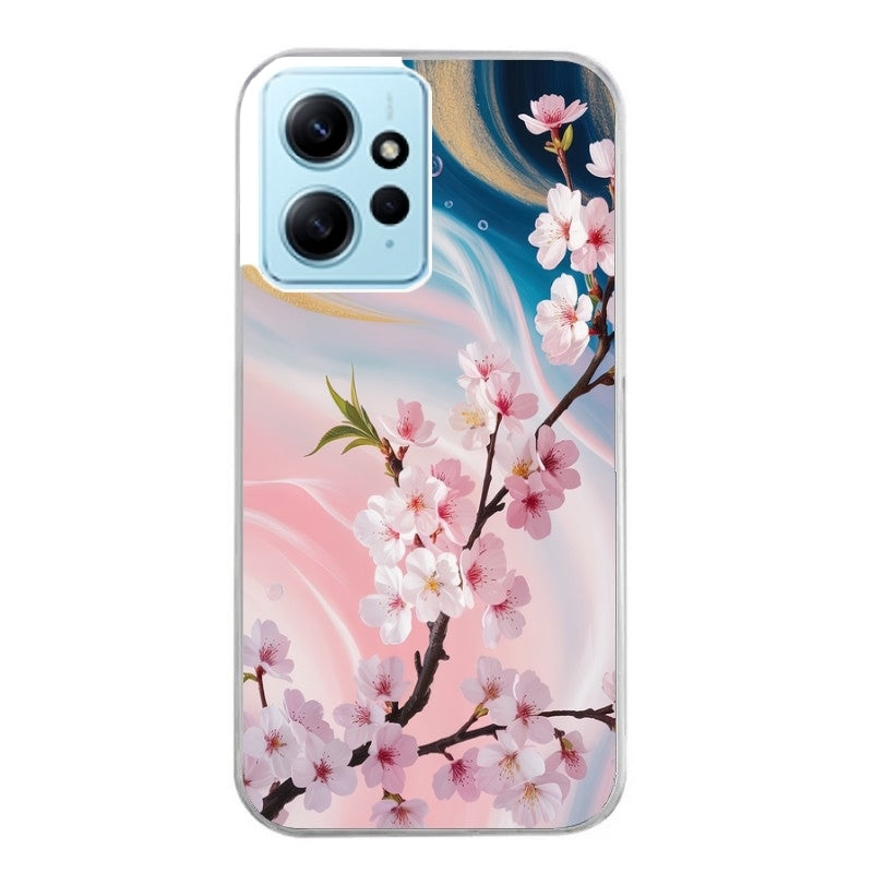 Coque taperso pour Redmi Note 12 4G 5G PRO 4G avec motif marbre fleur cerisier protection antichoc personnalisée