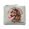 Porte monnaie personnalisé cheval bubble ivoire en feutrine en feutrine ivoire