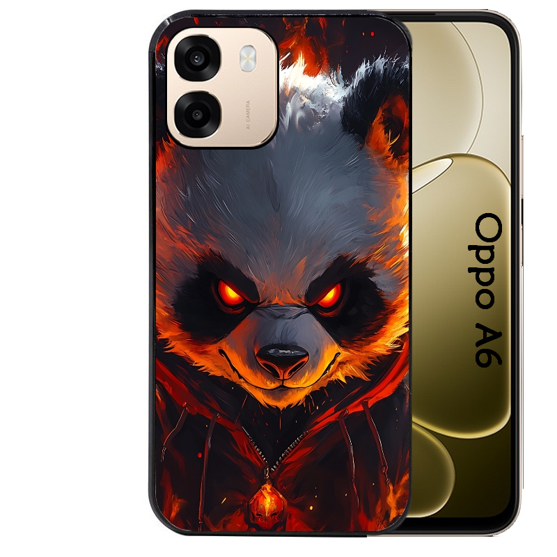 Coque noire taperso pour OPPO A6 A6X 4G et 5G avec motif panda very angry protection antichoc personnalisée