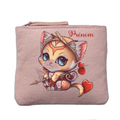 Porte monnaie personnalisé motif chat cupidon rose clair en feutrine en feutrine