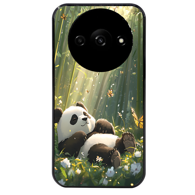 Coque noire taperso pour Redmi A3 avec motif panda bambou protection antichoc personnalisée