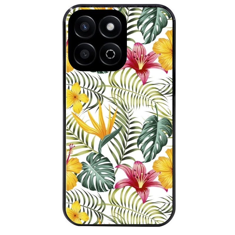 Coque noire taperso pour Honor 70 LITE 90 et LITE avec motif jungle et fleur hibiscus protection antichoc personnalisée