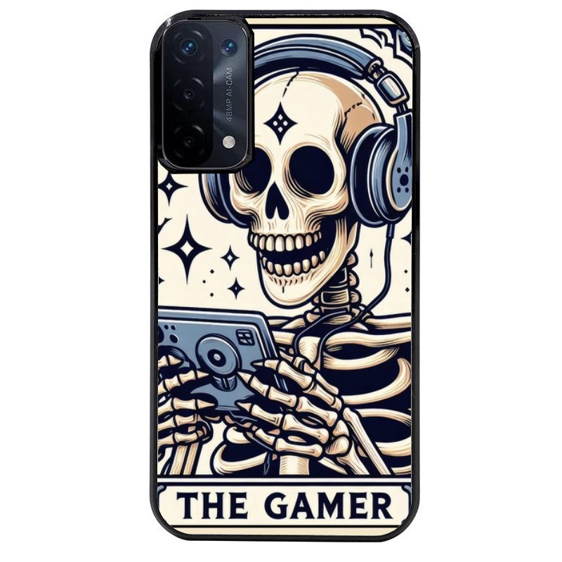 Coque noire taperso pour OPPO A54 et A74 5G avec motif mort gamer protection antichoc personnalisée