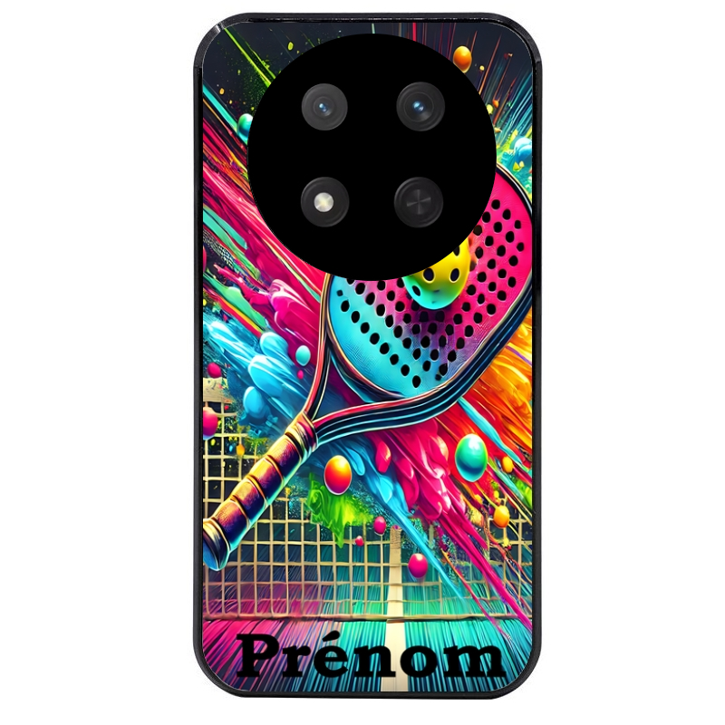 Coque noire taperso pour Magic 7 LITE et PRO avec motif padel raquette personnalisee protection antichoc personnalisée