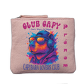 Porte monnaie personnalisé motif capybara club rose clair en feutrine en feutrine