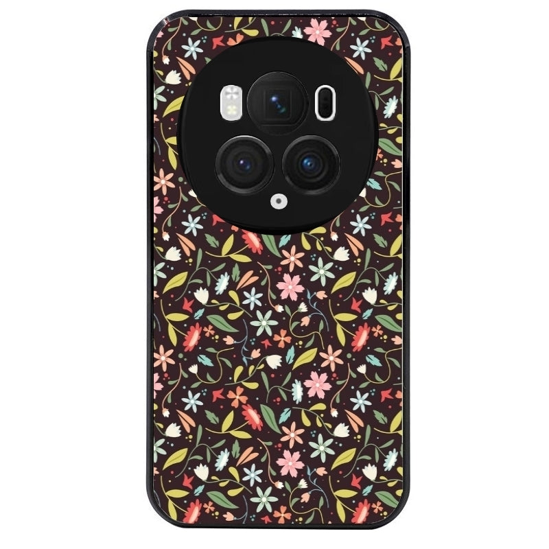 Coque noire taperso pour Magic 5 6 LITE et PRO avec motif petites feurs multicolores protection antichoc personnalisée