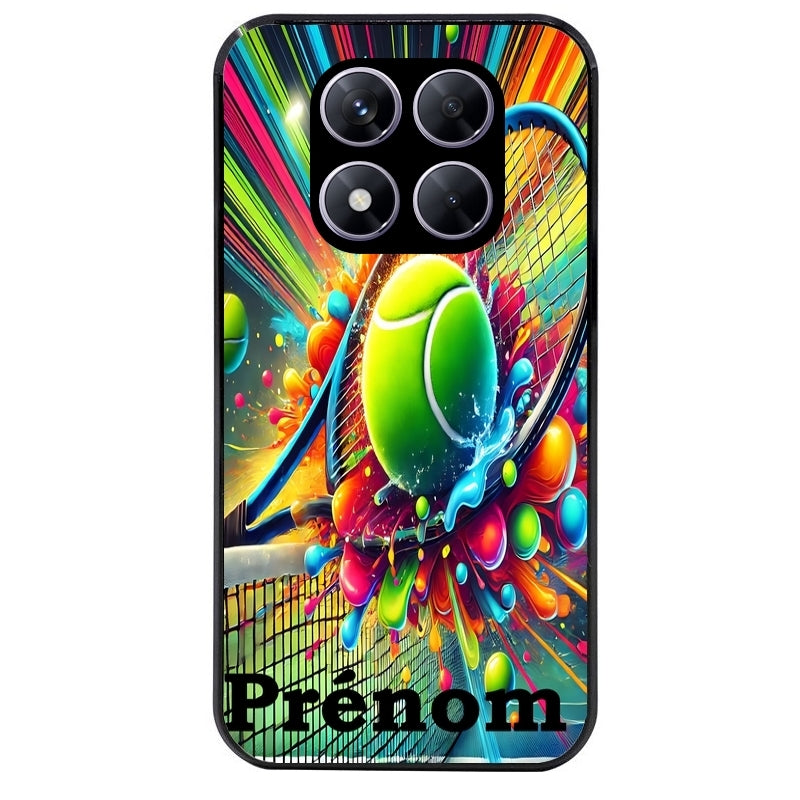 Coque noire taperso pour Redmi Note 14 et PRO PLUS 4G 5G avec motif tennis color personnalisee protection antichoc personnalisée