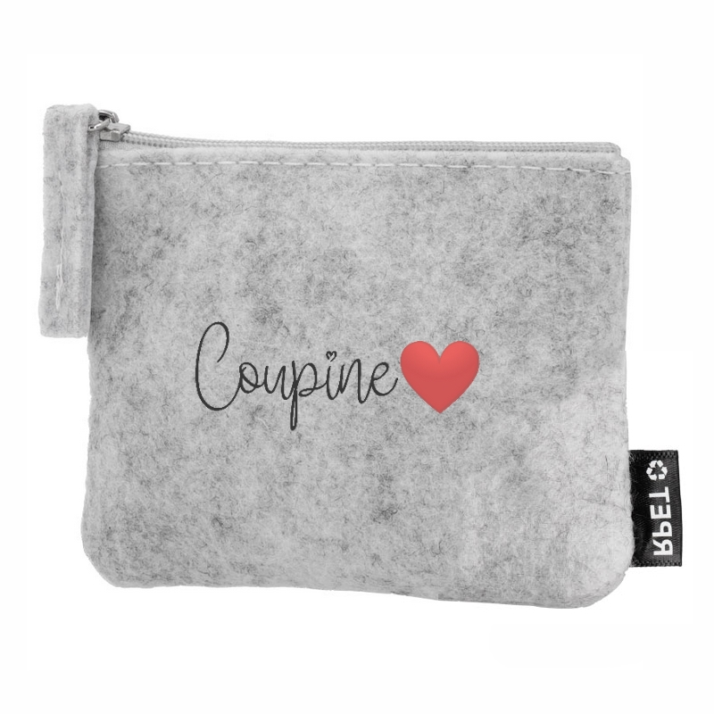 Porte monnaie personnalisé copine coupine en feutrine en feutrine