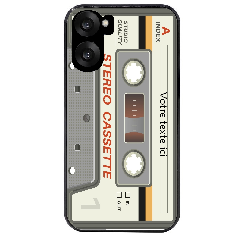 Coque noire taperso pour OnePlus Nord CE5 avec motif cassette grise personnalisable protection antichoc personnalisée