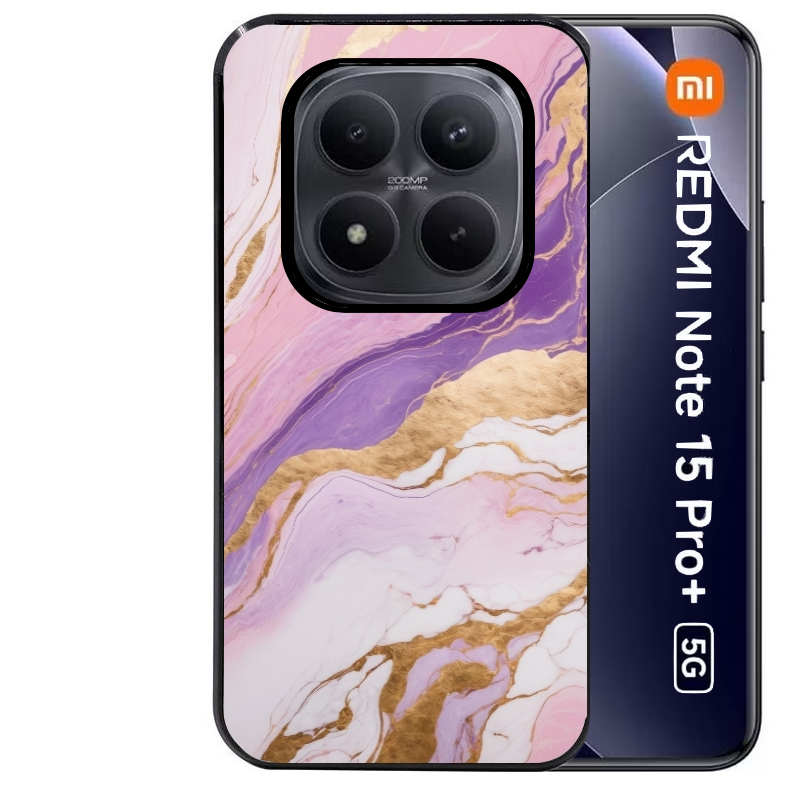 Coque noire taperso pour Redmi Note 15 et PRO PLUS 4G 5G avec motif marbre violet protection antichoc personnalisée