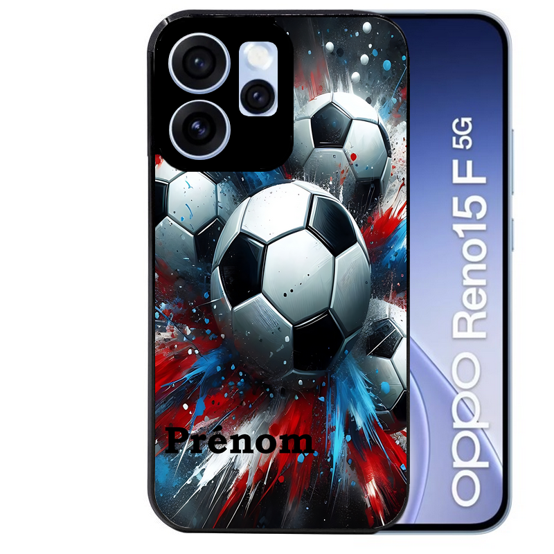 Coque noire taperso pour OPPO Reno 15 et F FS 5G avec motif foot tricolore personnalisee protection antichoc personnalisée