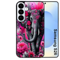 Coque noire taperso pour galaxy S26 et PLUS ULTRA FE avec motif elephant et fleurs protection antichoc personnalisée