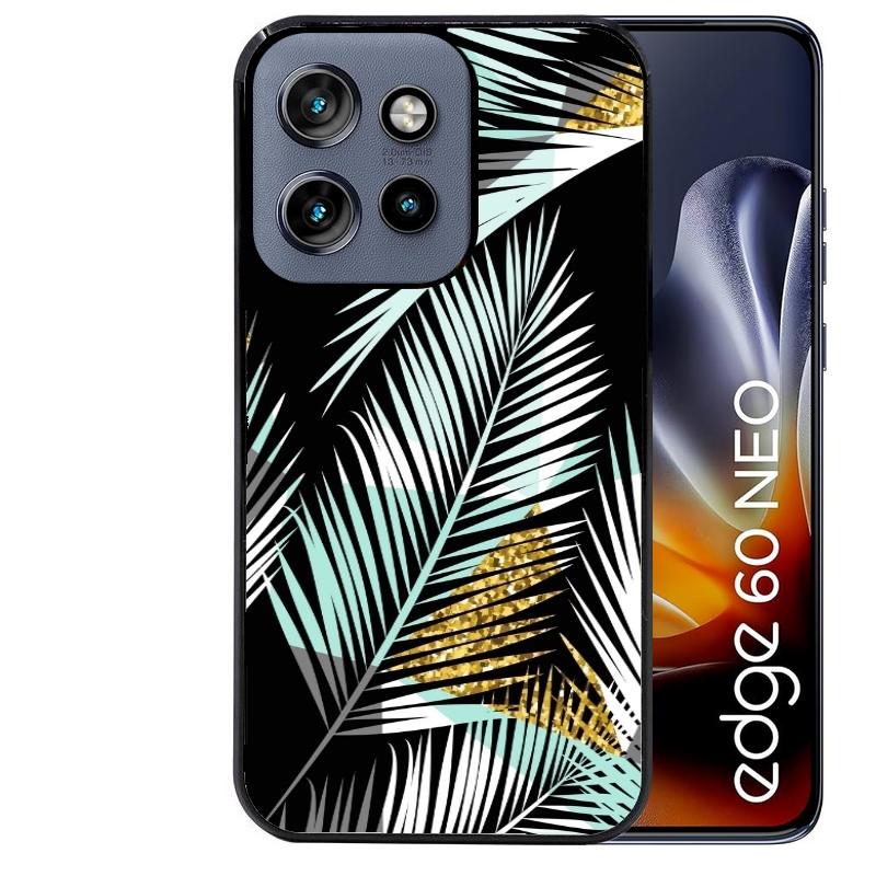 Coque noire taperso pour Moto Edge 60 et Neo Fusion Pro avec motif palmier noir protection antichoc personnalisée