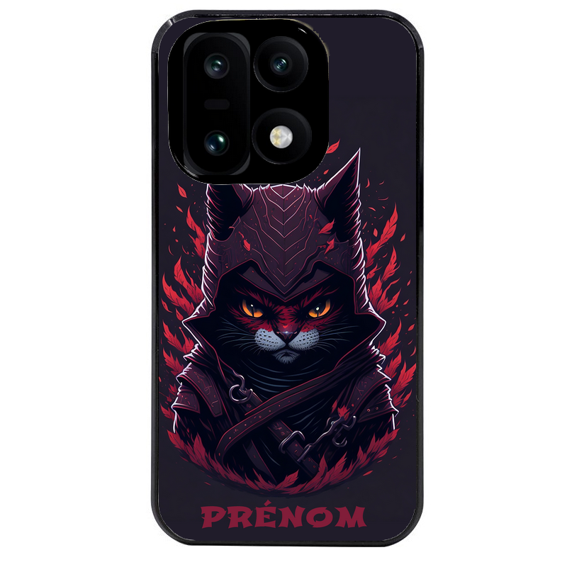 Coque noire taperso pour OnePlus 15 avec motif chat samourai personnalise protection antichoc personnalisée