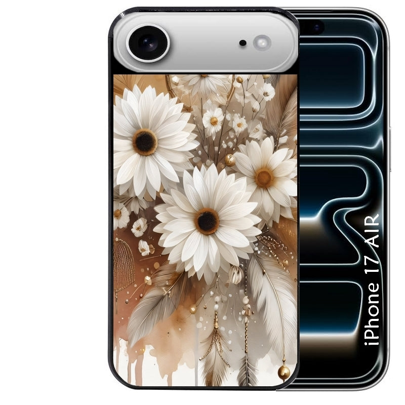 Coque noire taperso pour Iphone 17 17E AIR MAX PRO avec motif dreamcatcher marguerite protection antichoc personnalisée