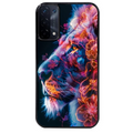 Coque noire taperso pour OPPO A54 et A74 5G avec motif lion fluo protection antichoc personnalisée