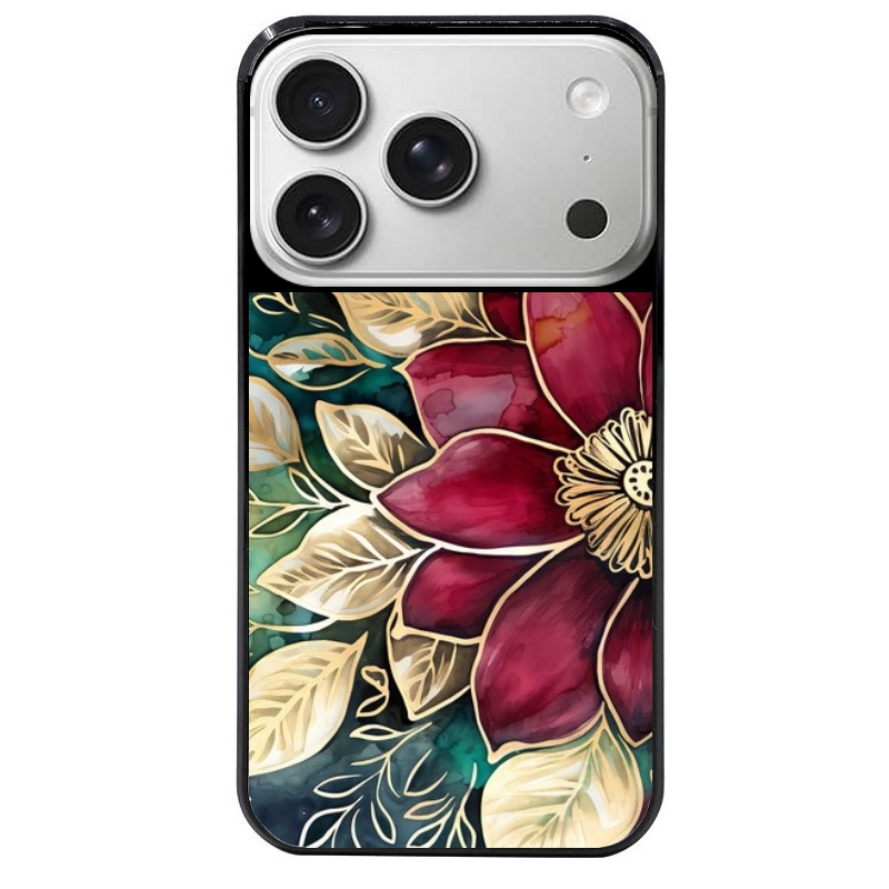 Coque noire taperso pour Iphone 17 17E AIR MAX PRO avec motif fleur poinsettia style noel protection antichoc personnalisée