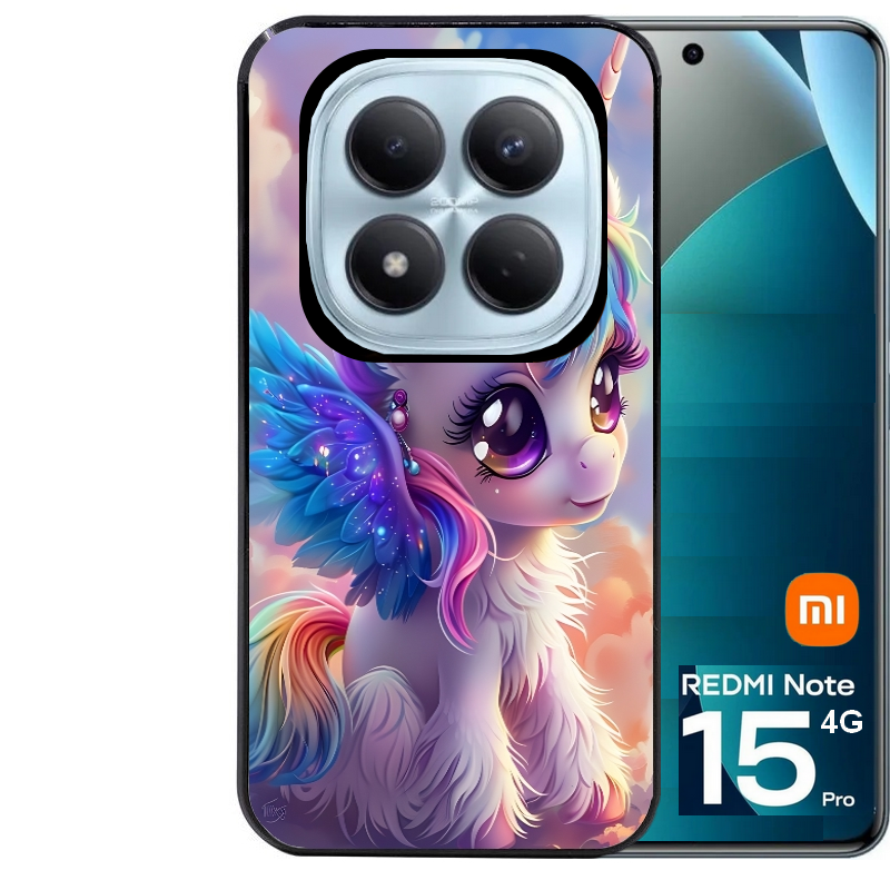 Coque noire taperso pour Redmi Note 15 et PRO PLUS 4G 5G avec motif licorne style anime protection antichoc personnalisée