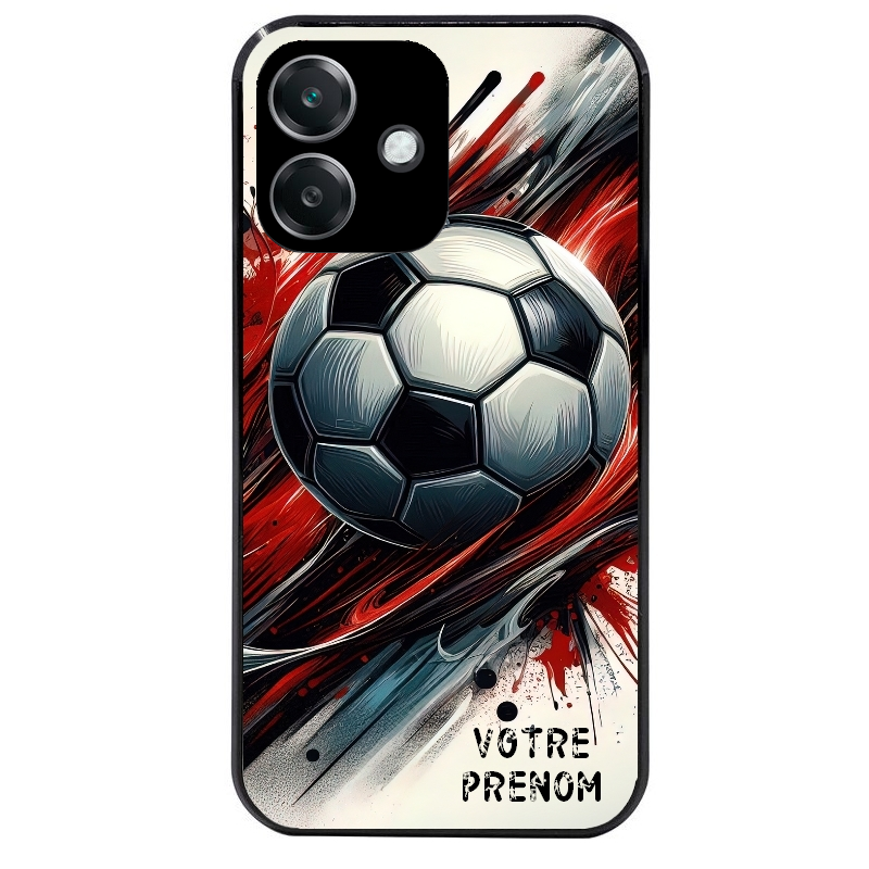 Coque noire taperso pour OPPO A40 avec motif ballon foot avec prenom protection antichoc personnalisée