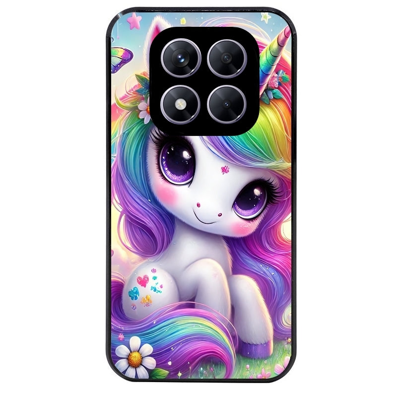 Coque noire taperso pour Redmi Note 14 et PRO PLUS 4G 5G avec motif licorne et fleurs protection antichoc personnalisée