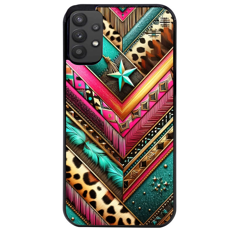 Coque noire taperso pour galaxy A22 A32 A52 A52S 4G 5G  avec motif chevron texas protection antichoc personnalisée