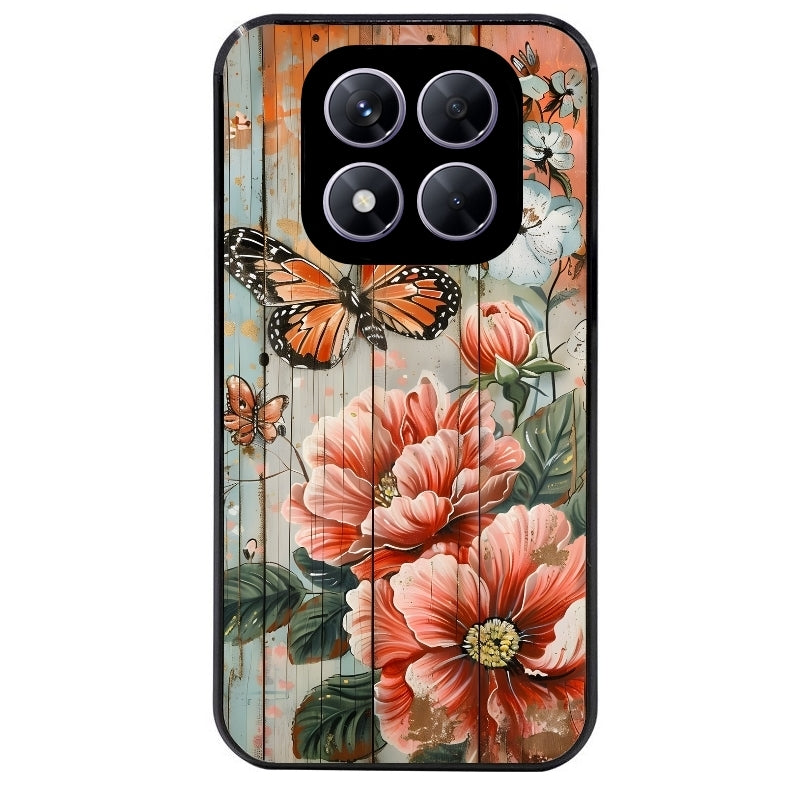 Coque noire taperso pour Redmi Note 14 et PRO PLUS 4G 5G avec motif bois et papillon 3 protection antichoc personnalisée