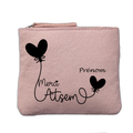 Porte monnaie personnalisé motif atsem merci ballon rose clair en feutrine en feutrine