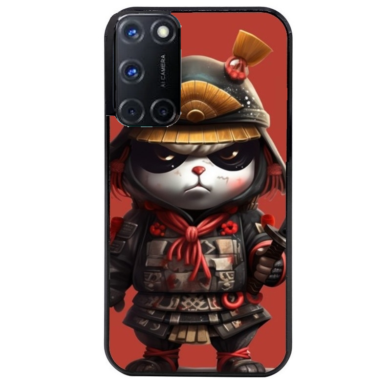 Coque noire taperso pour OPPO A72 4G avec motif panda et samourai protection antichoc personnalisée