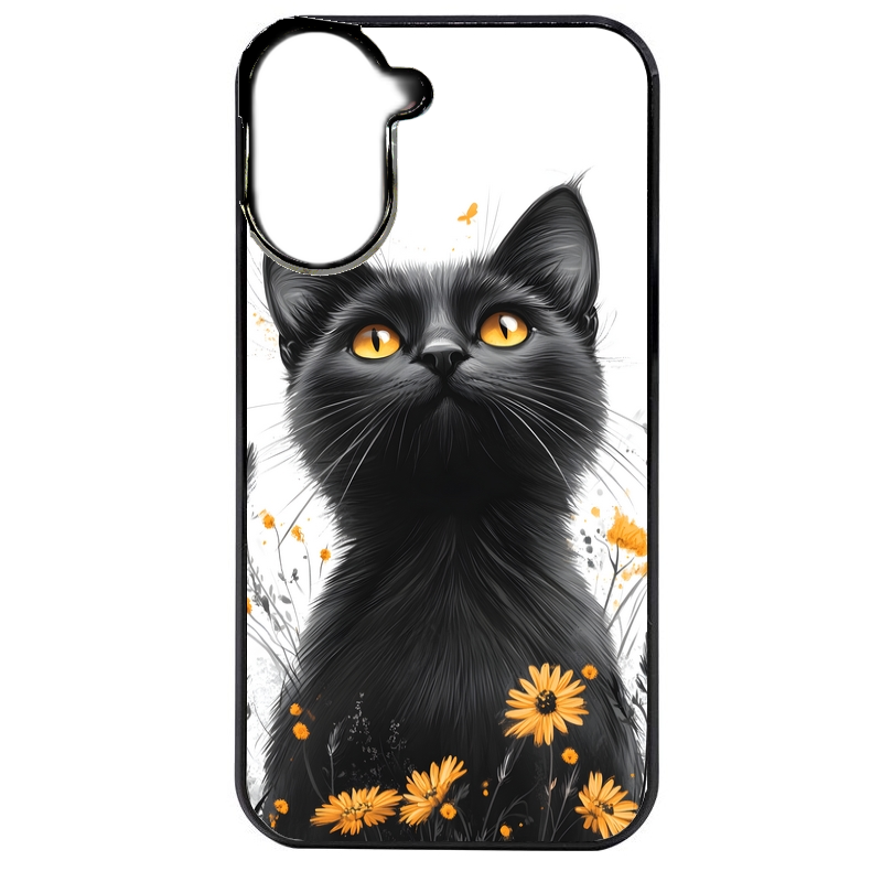 Coque noire taperso pour POCO C71 4G avec motif chat eyes protection antichoc personnalisée