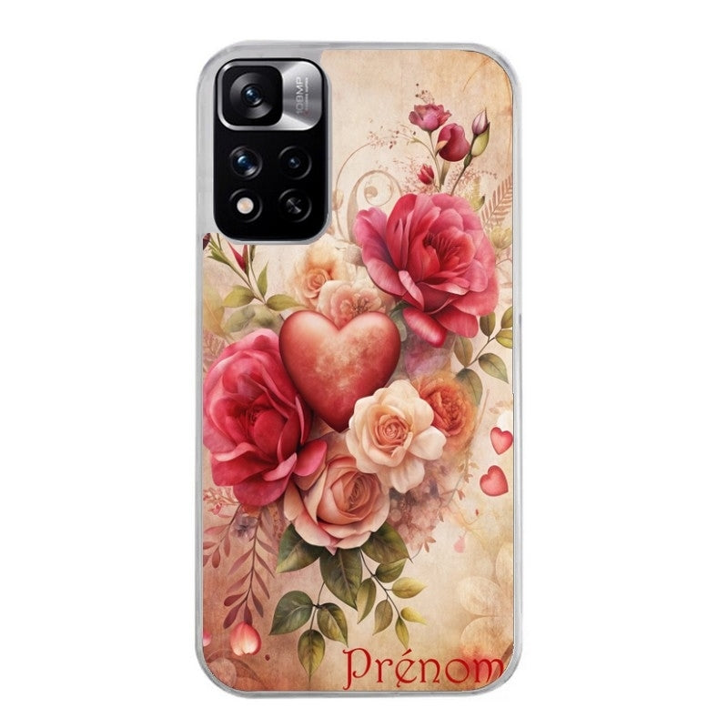 Coque taperso pour Redmi Note 12 4G 5G PRO 4G avec motif coeur vintage et initiales personnalisee protection antichoc personnalisée