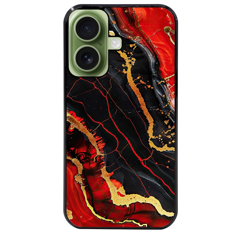 Coque noire taperso pour Iphone 17 17E AIR MAX PRO avec motif marbre rouge protection antichoc personnalisée