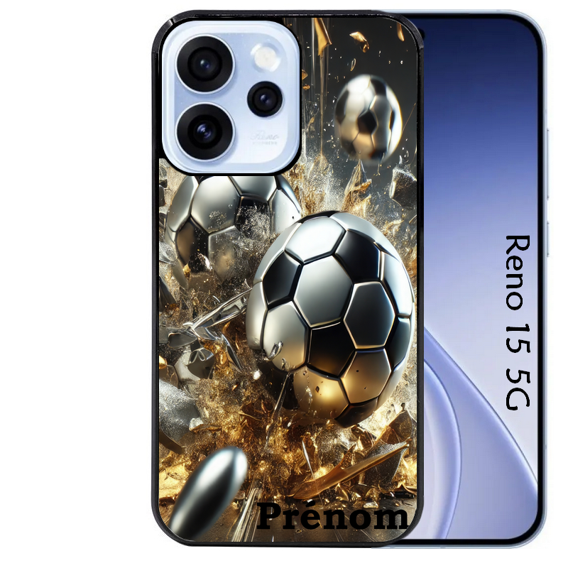 Coque noire taperso pour OPPO Reno 15 et F FS 5G avec motif foot metal personnalisee protection antichoc personnalisée