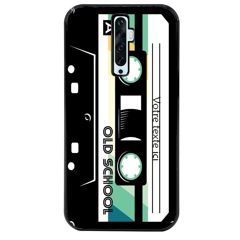 Coque noire taperso pour OPPO Reno 2 et 2Z personnalisable avec motif cassette vintage protection antichoc personnalisée