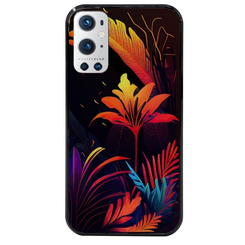 Coque noire taperso pour OnePlus 9 et 9 PRO avec motif tropical jaune protection antichoc personnalisée