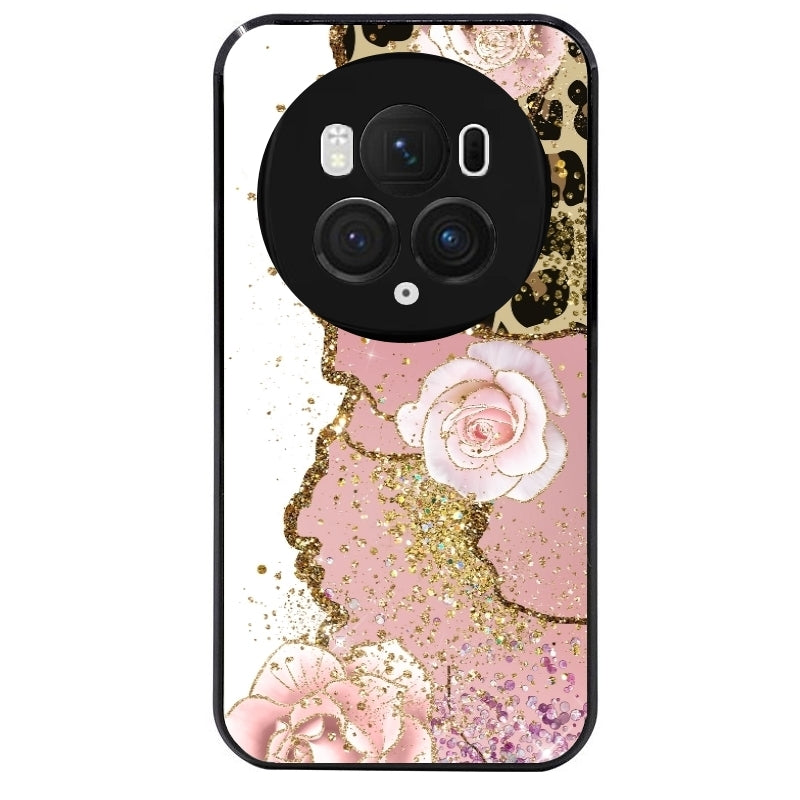 Coque noire taperso pour Magic 5 6 LITE et PRO avec motif marbre fleur leopard protection antichoc personnalisée
