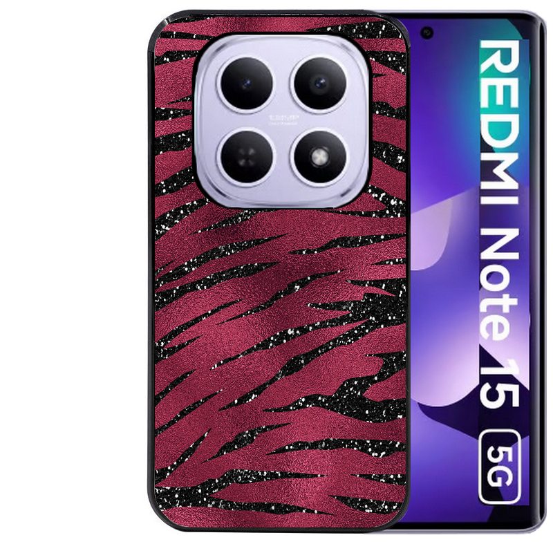 Coque noire taperso pour Redmi Note 15 et PRO PLUS 4G 5G avec motif zebre grenat protection antichoc personnalisée