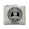 Porte monnaie personnalisé bouddha mandala ivoire en feutrine en feutrine ivoire