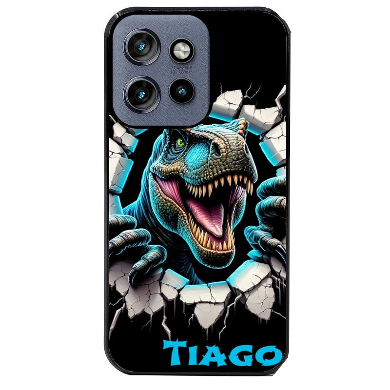 Coque noire taperso pour Moto Edge 60 et Neo Fusion Pro avec motif dino t rex personnalisee protection antichoc personnalisée