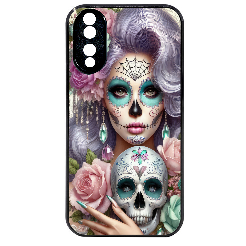 Coque noire taperso pour Honor 70 LITE 90 et LITE avec motif tete de mort calavera bijoux protection antichoc personnalisée